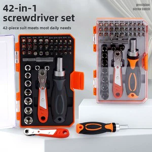Drop-shipped Ratchet Screwdriver Set With Handles Chromium-vanadium Steel & Plastic Household Repair Hand Tool Kit