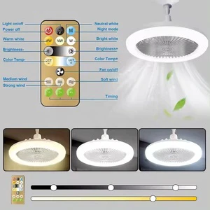 Home Bedroom Fan Light with Remote Control E27 Dimmable 3 Wind Speed Home Ceiling Fan Light for Living Room Bedroom
