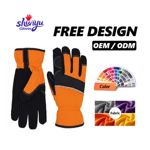 Mechanic Gardening Safety Gloves Knit Fabric Anti-Slip Heat Resistant Breathable Back Microfiber Palm Reinforced Protection