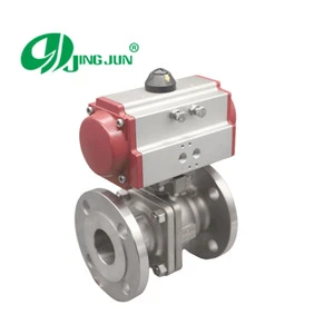 SS304 316 Pneumatic Stainless Steel Flanged Ball Valve with Actuator for Water Oil Gas Applications