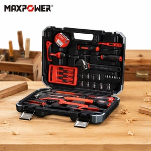MAXPOWER 45 Piece Multi-Function Home Repair Tool Set Hand-Power Ratchet with Protective Case Including Bit Socket Set Tool Kit