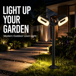 IP65 24W Outdoor LED Garden Light Aluminum Swivel Rounded Square Dual Head Courtyard Post Lantern 605mm Lawn Light L809/2B-6