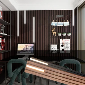 For Modern Wood Slat Led Acoustic Wall Panels Accessories Soundproofing Fireproof NRC 0.85 3D Model Design Capable Akupanel