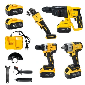 Wholesale OEM Customization Power Tool Kit Set 4pcs 21V Li-ion Battery Cordless Drill Angle Grinder Hammer Impact Wrench Combo