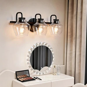 Modern LED Minimalist Chrome Indoor Bathroom Vanity Wall Mount Light Glass Shade Iron Surface Knob Switch Warm White Dimmable