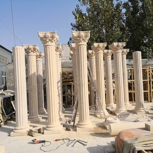 High-end Custom Outdoor Indoor Home Villa Building Decoration Solid Modern Roman Pillar Natural Beige Stone Column Hotel Use
