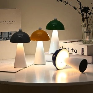 Creative Cartoon Style Metal Mushroom Small Night Light Home Bedroom Bedside Decoration Cute Touch Control 5V Battery Dimmable
