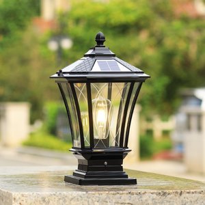 Solar Outdoor Waterproof Pillar Lamp with ABS Material IP33 Rating for Courtyard Garden Terrace & Wall Mounting
