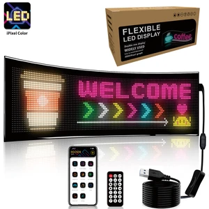 200x630mm LED Matrix Panel Flexible Screen Display Bluetooth-compatible APP Control LED Car Restaurant Sign