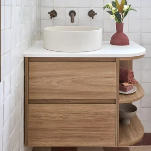 Wall-mounted Modern Bathroom Vanity Cabinet Double Drawers Side Shelves Smart Mirror Ceramic Basin Eco-Friendly Water Resistant