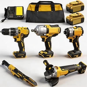 20V Electric Tool Kit 5pcs High Quality Driver Wrench Power Tools with 2pcs 5Ah Lithium-ion Battery Charger Tool Kit