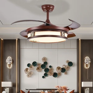 Factory Price 48-Inch DC Led Ceiling Fan Light Remote Control 6-Speed Copper Metal Construction for Bedroom Luxury Lighting