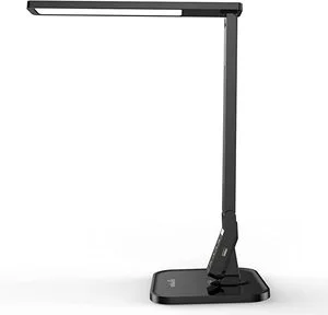 Dimmable LED Desk Lamp with Touch Control Office Eye Protection Black Desk Lamp with USB Charging Port