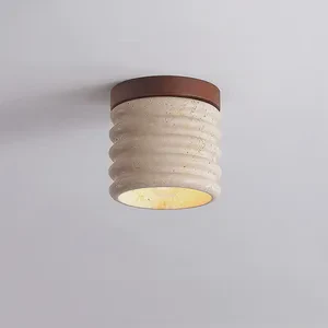 Wabi Sabi Yellow Marble LED Downlight Foyer Corridor Cave Stone Ceiling Light for Balcony Hotel Restaurant Travertine Decor Lamp