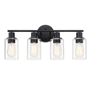 Bathroom Light Vanity 4-light Modern Design clear Glass Shade Bathroom Set Wall Lamp Vanity Light Mirror Wall Lamp