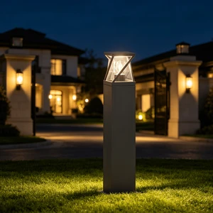 Modern Outdoor LED Garden Lawn Light IP Rated Waterproof Floor Lamp with Stable Flat Base for Exterior Landscape & Rainproof Use
