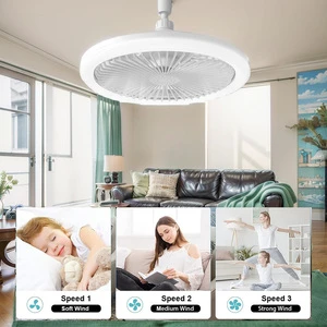 Small Chandelier Fans with Light and Remote, Lightbulb Ceiling Fan Replacement for Indoor, Bedroom, Kitchen, Living Room, Balcon