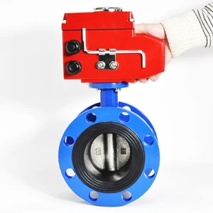 DN100 Electric Flange Butterfly Valve 4 Inch Ductile Iron Valve Disc 220VAC