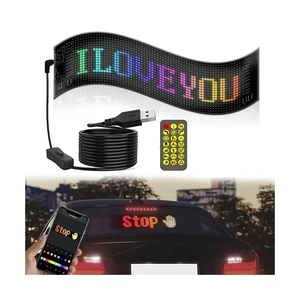 Long Size P4 HD Flexible Car LED Panel Scrolling Message Matrix Light USB 5V Addressable RGB IP-67 Waterproof Ambient Light
