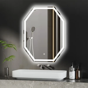 Irregular Wall Mounted Defogger Silver Luxury LED Bathroom Mirror Antifog Mirror Touch Mirror