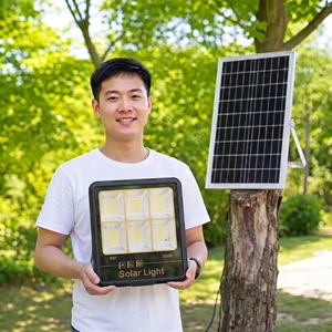 100W 200W 300W Solar Flood Light With Remote Control And Timer IP67 Waterproof Dusk To Dawn 5 Meter Cable For Yard Garden Street