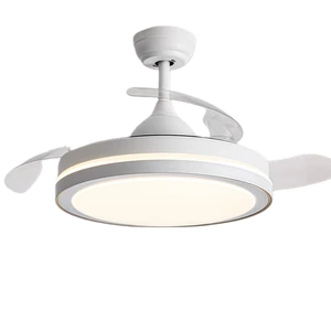 Modern Metal Fan Lamp 72W LED Ceiling Fan Light Remote Control 3 Colors Dimmable White Living Room