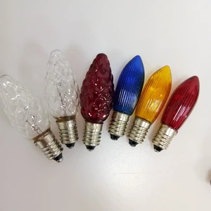 C6 clear & Frosted & Colored Bridge Lamp Olive Shape Incandescent Bulb 3W Striped Candle Bulb E10 Christmas String Light Bulb