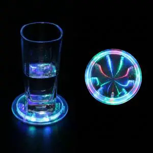 GFLAI Wholesale LED Infinity Mirror Coaster Weight Sensitive Light up Tunnel Coasters for Bar Club Party Promotion Gift