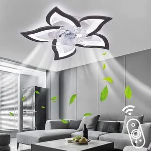 27.2in New American Durable LED Ceiling Fans with Lamp, Modern Flower Low Profile Flush Mount Ceiling Fan, 6 Gear Wind Speed