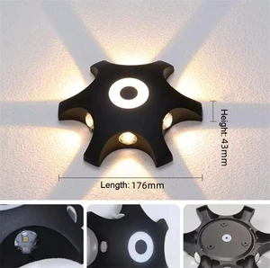Modern Star Shape Outdoor LED Wall Lights Waterproof Aluminum Garden Wall Lamps Exterior Wall Mounted