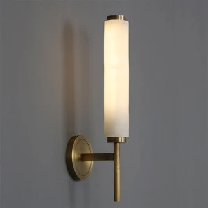 Spanish Imported Nordic Light Luxury Marble Shade Copper 220V LED Wall Lamp For Hotel Homestay Living Room Bedroom Bedside