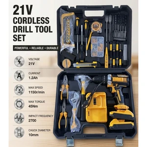Multi-Functional Keyless Cordless Drill Screwdriver Set Li-ion Battery 21V 1.2Ah 45N.M Torque 13mm Max Drilling Diameter