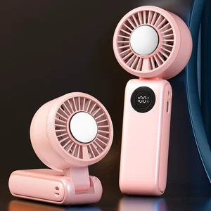 Factory Wholesale China USB Portable Rechargeable 4000mAh Mini Fan with Night Light Foldable Low Noise Summer Pocket Fan