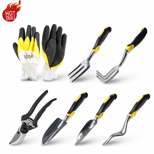 GTS09A Garden Hand Working Tool Sets, Garden Multi Tool Wood Handle, Florabest Garden Tool Set of 5