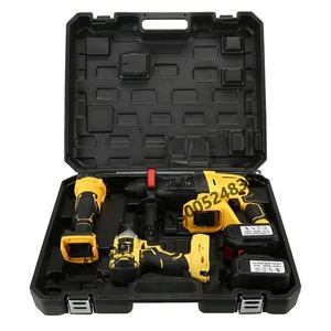 3pcs Set Power Tools Rechargeable Wireless Lithium Hammer Drill Brushless Angle Grinder Cordless Drill Screwdriver Toolbox Set
