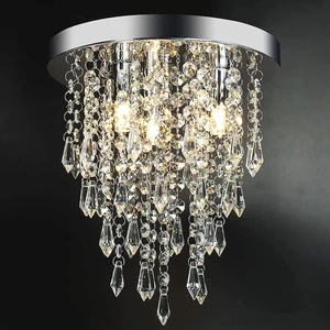 Modern Nordic Luxury LED Chandelier Crystal Ceiling Lustre Light with Iron Base for Hotel & Living Room Decorative