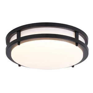 Hotel New Metal 12 Inch Round Matte Black Ceiling Light Semi Flush Mount Lamp for Home Hotel