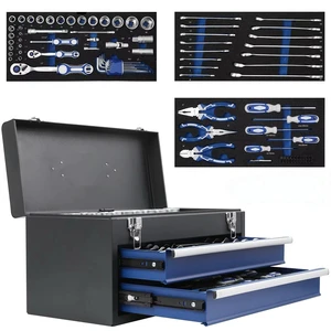 Multi Drawer Metal Tool Chest Complete Mechanic Tool Kit Auto Repair Socket Wrench Pliers Hand Tools Set