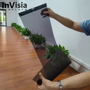 High Brightness Ultra Thin 90% Transparent Flexible LED Panel Full HD 5000nit Advertise Mesh Screen InVisia P3/P6 LED Display