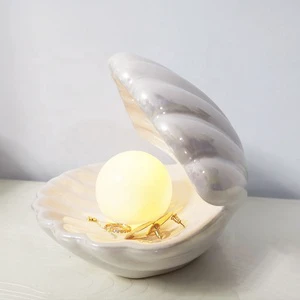 Ceramic Living Room Bedroom Decorative Bedside Modern LED Pearl Shell Lamp Table Lamp Night Shell Lamp