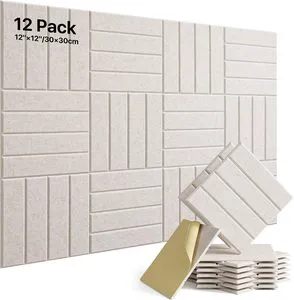 12 Pcs Sound Proof PET Felt Panels for Walls Self-Adhesive Polyester Fiber Acoustic Panels Sound Absorbing Board