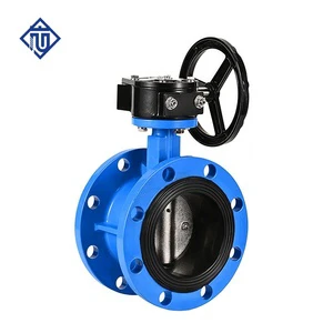 Manual Gear Flanged Butterfly Valve with Bi-directional Soft Seal, DN50-DN1200, PN16
