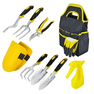 Heavy-duty 10 Pcs Aluminum Alloy Blade Garden Tool Set Plastic Handle Garden Tool Kit With Weeder Shovel Scissors Trowel