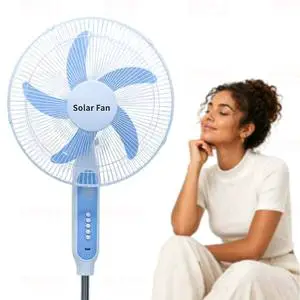 Rechargeable Factory OEM Home 16/18 Inch Solar Stand Fan Air Cooling Appliance Angle Adjustment Outdoor Fans LED Light