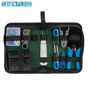 Ethernet RJ45 Crimp Tool Kit Cat5 Crimping Tool Pliers Wire Stripper Set with Network Cable Tester