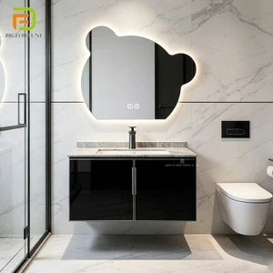 High Grade Marble Countertop Bathroom Cabinets Vanities Water Resistant Wall-mounted Plywood Bathroom Vanity With Smart Mirror