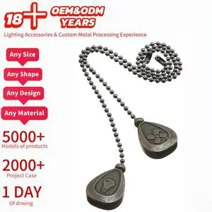 Custom 12 Inch Metal Ceiling Fan Pull Chain Extender Set Modern Indoor Outdoor Easy Installation Solid Pattern Factory OEM ODM