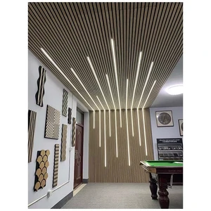 Slat Wood Panel Polyester Fiber Soundproof Wall Acoustic Panels Wall with Led Light