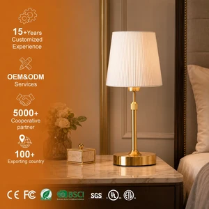 Wholesale Rechargeable LED Desk Lamp Dimmable Touch Control Metal Base Fabric Shade Modern Bedroom Bedside Decorative Table Lamp
