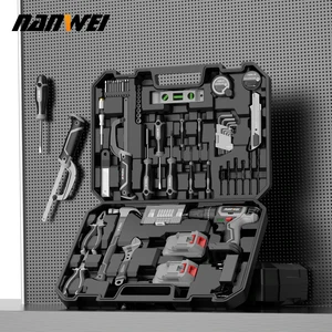 110-Piece OEM Hand Tool Set with Hard Case Including a Cordless Drill Kit with Lithium Battery Made of Metals